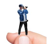 Modelo de figura de fotógrafo: figura humana de 1,02 pulgadas, pequeña estatua de personaje, pequeña muñeca de fotógrafo con cámara | Mini juguete coleccionable para la decoración de estantes de