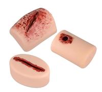 Modelo de formación para el tratamiento de traumatismos hemorrágicos, compuesto por 3 piezas: modelo reutilizable de simulación de hemorragia, modelo de simulación de piel humana de silicona y modelo