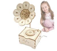 Modelo de gramófono de Madera - rústico, de música fonógrafo Hecha a Mano, diseño Creativo Retro, artesanía educativa en 3D, pequeño Decorativo | Modelo de producción de Madera