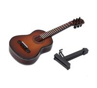 Modelo de guitarra clásica pequeña hecha a mano coleccionable con soporte de exhibición, adecuado para decoración del hogar y la oficina, figura de guitarra clásica con base de exhibición