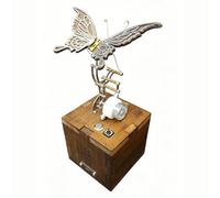 Modelo de insectos de metal 3D DIY con caja de melodía, escultura alada, diseño de mariposa con engranajes, decoración creativa de escritorio, el regalo perfecto