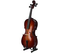 Modelo de instrumento musical de violonchelo en miniatura, modelo de casa de muñecas en miniatura de instrumento musical de madera de tilo con soporte, arco y estuche, mano de obra exquisita