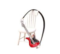 Modelo de instrumento musical decorativo Mini Violín De Metal Instrumento De Simulación Guitarra Popular Modelo De Decoración Para El Hogar En Miniatura Accesorios(Red)