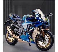 Modelo de Juguete Modelo De Motocicleta A Escala 1/10 Fundido A Presión Portátil Carreras Dedo Simulación Colección Juguetes para Yamaha(Sky Blue)