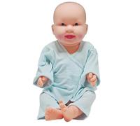 Modelo de lactancia for recién nacidos, maniquí realista de simulación infantil con cabeza, extremidades y ropa giratorias, for futuras madres, enfermeras de obstetricia y ginecología(Blue)