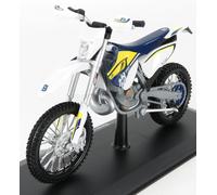 MODELO DE MOTO ESTÁTICA MAISTO HUSQVARNA FE501 CROSS 2016 BLANCO AMARILLO AZU...
