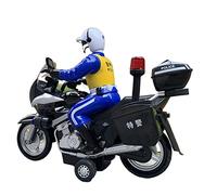 Modelo De Motocicleta De Policía De Patrulla De Ciudad 1:12, Simulación De Vehículo De Aleación Con Sonido Y Luz, Colección De Vehículos, Regalo De Recuerdo, Patrulla De Hierro Jinete(Black)