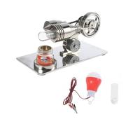 Modelo de motor de plata de ley de aire caliente con generador eléctrico LED, volante para amantes de la tecnología, juguete educativo, regalo, modelo generador de motor de plata esterlina