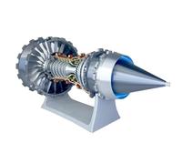 Modelo de Motor de turbina de avión Que Funciona, Herramienta educativa mecánica de Velocidad Ajustable, Llama Trasera LED, decoración de Regalo, no Requiere ensamblaje(LED Blue)