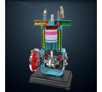 Modelo de motor gasolina un solo cilindro cuatro tiempos, demostrador combustión interna con luz intermitente secuencial, instrumento enseñanza física