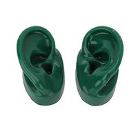 Modelo de Oído Humano de Par Simulado, Modelo de Oído de Silicona para Demostración de Uso de Asistencia Auditiva, Modelo de Resistencia Al Agua Suave Y Deslizante para Acupuntura de Puntos(Verde)