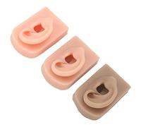 Modelo de Oído Humano, Silicona Fácil de Usar, 3 Colores, 3 Uds, Modelo de Oído Simulado Reutilizable, Oído Derecho para Entrenamiento de Perforación de Oído