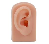 Modelo de oreja derecha silicona flexible para práctica perforación y acupuntura, simulador humano realista reutilizable piel oscura, exhibición aretes