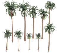 Modelo de Palmera Miniatura 10 Piezas Verde, para Paisaje | Plástico, Estilo Realista, Bricolaje y Decoración, para Micro Paisaje y Maqueta de Mesa