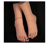 Modelo de pie de silicona realista Modelo de pie maniquí 40 UE Silicona hembra descalzo falso for medias de arte de clavos de arte manicura tarsel humano(Skin Hard bones,One pair of feet)