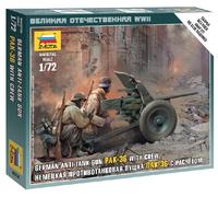 Modelo De Plástico ZVEZDA De La Figura Del Cañón Antitanque Alemán Pak 36 1:72