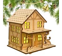 Modelo de pueblo de Navidad - chalets de madera, casas decorativas | Decoración de invierno brillante, escena de montaña nevada con personajes en miniatura, perfecto en el centro de la mesa o