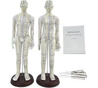 Modelo de puntos de acupuntura humanos, modelo de acupuntura chino, muñeco de acupuntura de 2 piezas, modelo masculino y femenino de 52 cm con marcas de puntos de acupuntura en inglés, for demostració
