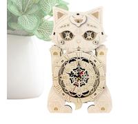 Modelo de Reloj de Gato - Kit de 64 Piezas de Madera contrachapada de Tilo | Kits de Modelos de Madera con Reloj de Gato en 3D, | Relojes creativos de Bricolaje artesanales p