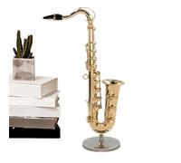 Modelo De Saxofón, Miniatura Musical De Latón, Coleccionable Con Soporte Y Estuche Para Decoración Del Hogar Accesorios Para Casas De Muñecas Regalo Cumpleaños Navidad
