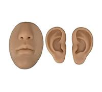 Modelo de Silicona para Perforación, Modelo de Oreja de Silicona para Principiantes, Modelo 3D de Nariz Y Boca Simulado, Herramienta de Enseñanza para Práctica de(Color de piel oscuro)