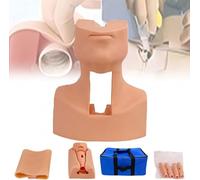 Modelo de simulador de traqueotomía, modelo realista de entrenamiento de vías respiratorias para punción de membrana cricotiroidea e incisión con tráquea simulada y piel del cuello