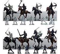 Modelo de Soldado Militar estático, Mini Soldados Medievales Modelo de Juguete para niños (12 Soldados + 8 Caballos + 8 Caballeros)