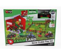Burago Farmland Playset Establo Con Caballos Y Vehículos