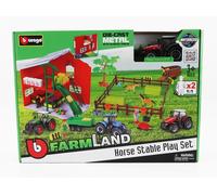 Burago Farmland Playset Establo Con Caballos Y Vehículos
