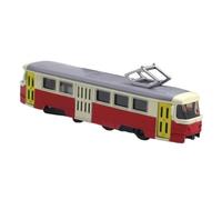 AWHAO Modelo de tranvía clásico Modelo de Auto de Transporte 1/90 Propiedad de fotografía con vehículos de luz y música Juguete, Rojo