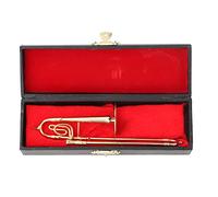 Modelo de trombón en miniatura de latón, réplica de instrumentos musicales chapados en oro, pieza detallada de exhibición para músicos de decoración de la oficina en casa