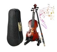 Modelo de violín en miniatura - Cuerdas de metal con cuerpo de madera de 12 x 4,1 cm | Figura de violín pequeña para tocar con sonido | Mini modelo de instrumento musical para decoración del hogar