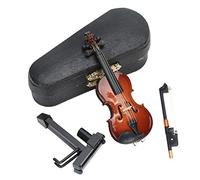 Modelo de violín en miniatura, violín en miniatura de madera con soporte y estuche Modelo de instrumento musical Decoración de casa de muñecas