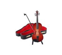Modelo de violín pequeño de madera, modelo de réplica de instrumento musical de mini violín, accesorio de exhibición hecho a mano con y estuche for decoración de oficina en el hogar, adorno artesanal,