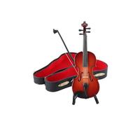 Modelo de violín pequeño de madera, modelo de réplica de instrumento musical de mini violín, accesorio de exhibición hecho a mano con y estuche for decoración de oficina en el hogar, adorno artesanal,