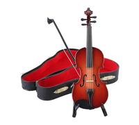 Modelo de violín pequeño de madera, modelo de réplica de instrumento musical de mini violín, accesorio de exhibición hecho a mano con y estuche for decoración de oficina en el hogar, adorno artesanal,