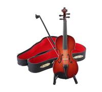 Modelo de violín pequeño de madera, modelo de réplica de instrumento musical de mini violín, accesorio de exhibición hecho a mano con y estuche for decoración de oficina en el hogar, adorno artesanal,