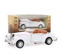 Modelo Die Cast clásico 1:36 Mini estimulación Aleación Coche clásico Roadster con Luces Modelo de Sonido Vehículo de Juguete de Regalos para niños(Blanco)