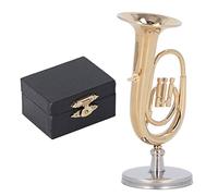 Modelo en Miniatura de Euphonium de Latón Chapado en Oro con Base, Instrumento Musical Decorativo, Regalo Original para Amantes de la Música