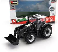 MODELO ESTÁTICO BURAGO VALTRA N174 TRACTOR CARGADOR DELANTERO 2017 BLANCO NEG...