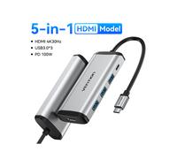 (Modelo HDMI 5 en 1) Estación de acoplamiento Vention USB C HUB tipo C a USB 3.0 compatible con USB
