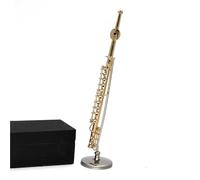 Modelo Instrumento Musical 8 Cm/11 Cm/14 Cm/18 Cm Modelo De Flauta En Miniatura De Cobre Mini Instrumento Musical Decoración Del Hogar(Gold,14cm)