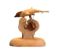 Modelo mecánico de delfín de madera hecho a mano escultura de madera como decoración de escritorio con función de carga adorno de delfín dinámico para el hogar y la oficina para adultos