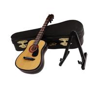 Modelo Musical Guitarra En Miniatura De Madera De 3,94 Pulgadas Con Soporte Y Estuche Modelo De Mini Instrumento Musical Decoración Del Hogar
