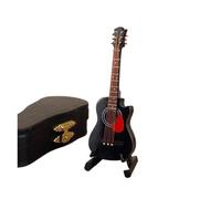 Modelo Musical Mini Guitarra Modelo En Miniatura Modelo De Guitarra Eléctrica Mini Ukelele De Madera Personalizado Adornos De Instrumentos Musicales De Bajo(10cm K)