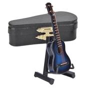 Modelo Musical Mini Modelo De Guitarra Clásica Con Funda De Soporte Adornos De Instrumentos Musicales En Miniatura De Madera Decoración De Escritorio(Blue)