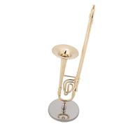Modelo Musical Trombón En Miniatura De 6,3 Pulgadas Con Soporte Y Estuche Modelo De Instrumento Chapado En Oro Adornos Musicales
