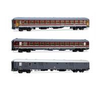 Rivarossi HR4362 FS, Pack de 3 Unidades 'Alpen-Express' 2/2, 2X UIC-X 2a Clase Rojo/Gris y Furgoneta portaequipajes UIC-X '70 Gris, EP. Autocares de pasajeros IVb