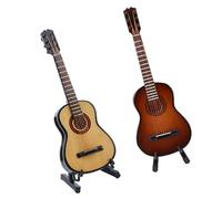 Modelo único de guitarra en miniatura, decoración musical para el hogar, artículo de coleccionista, adorno de madera en miniatura, modelo de guitarra con soporte, adornos musicales simples y modernos
