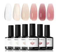 Modelones 6pcs Smalto Semipermanente Unghie, 7ml, Semipermanente Unghie Colori Gelatina Gel Transparente Rosa Nude Blanco
